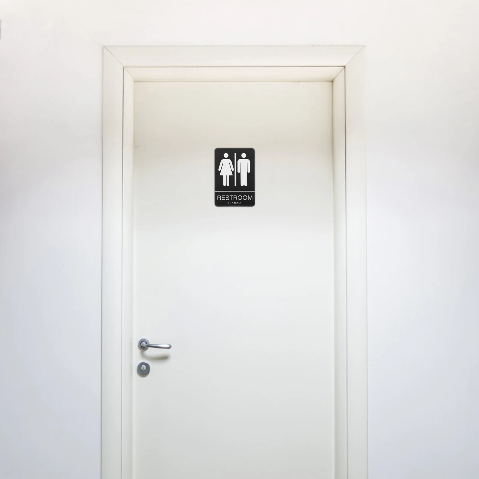 Self-Adhesive Unisex Restroom Sign Blind Braille Door Identifier Bathroom Symbol For Office Commercial Clear Marking Sturdy