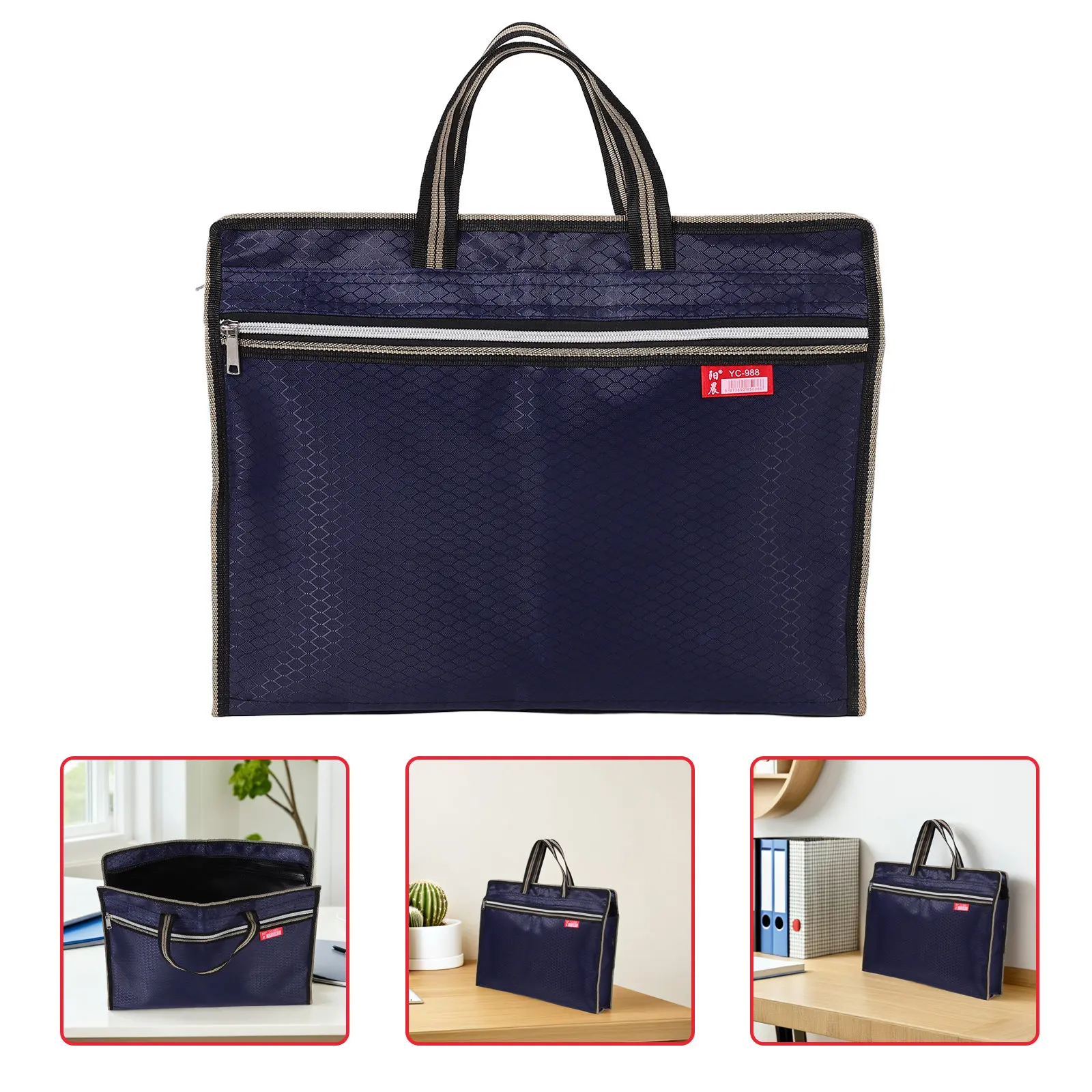 

Вместительная сумка для документов из ткани Оксфорд, портативный органайзер для файлов, водонепроницаемая двухслойная сумка-тоут для офиса, деловых поездок и повседневного использования