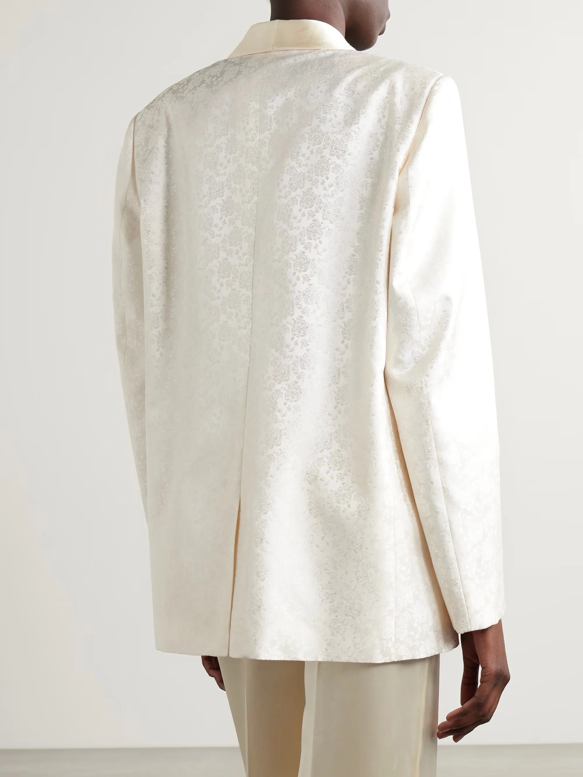 Tecido jacquard de seda brilhante feito à mão 2 peças ternos femininos blazer calças xale lapela solta confortável lazer wear feminino personalizado