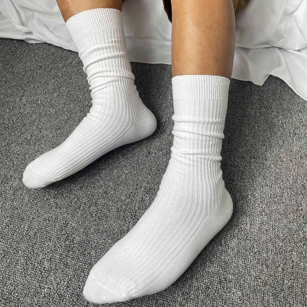 Stockings Mens Socks 1 Pair Black/White Breathable Casual Comfortable Crew Sock One Size Plain Simple High Quality