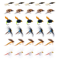 Goture 10/30pcs Fly Fishing Lure Wet Dry Flies Handmade Artificial Insect Bait High Carbon Steel Hook For Trout Fishing