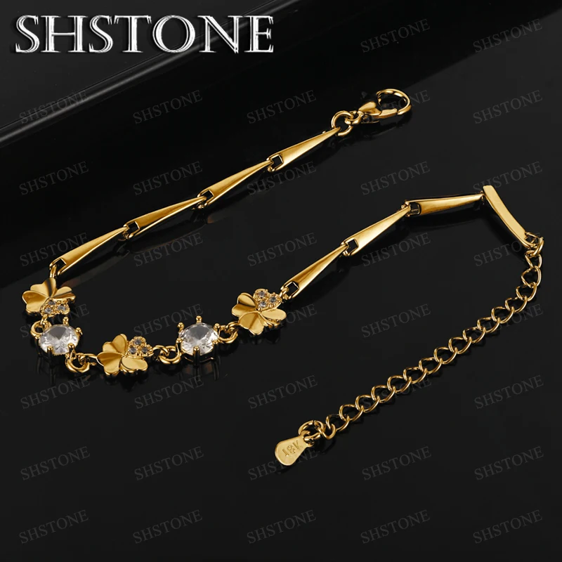 Fashion 18k Gold Cuban Chain Rope Chain Flower AAA Zircon Bracelet Men Women Jewelry Wedding Party Holiday Gift Accessories