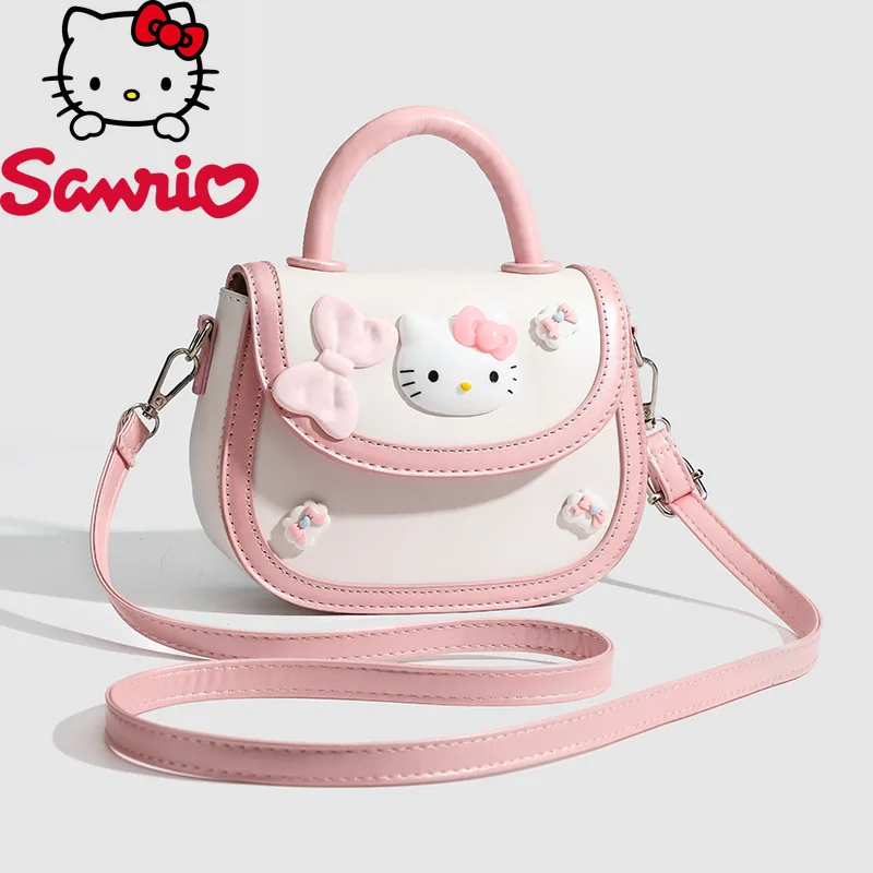 

Sanrio Hello Kitty Bag New Mini Saddlebag Dopamine Pink KT Cat Handheld Crossbody Shoulder Bag Purse