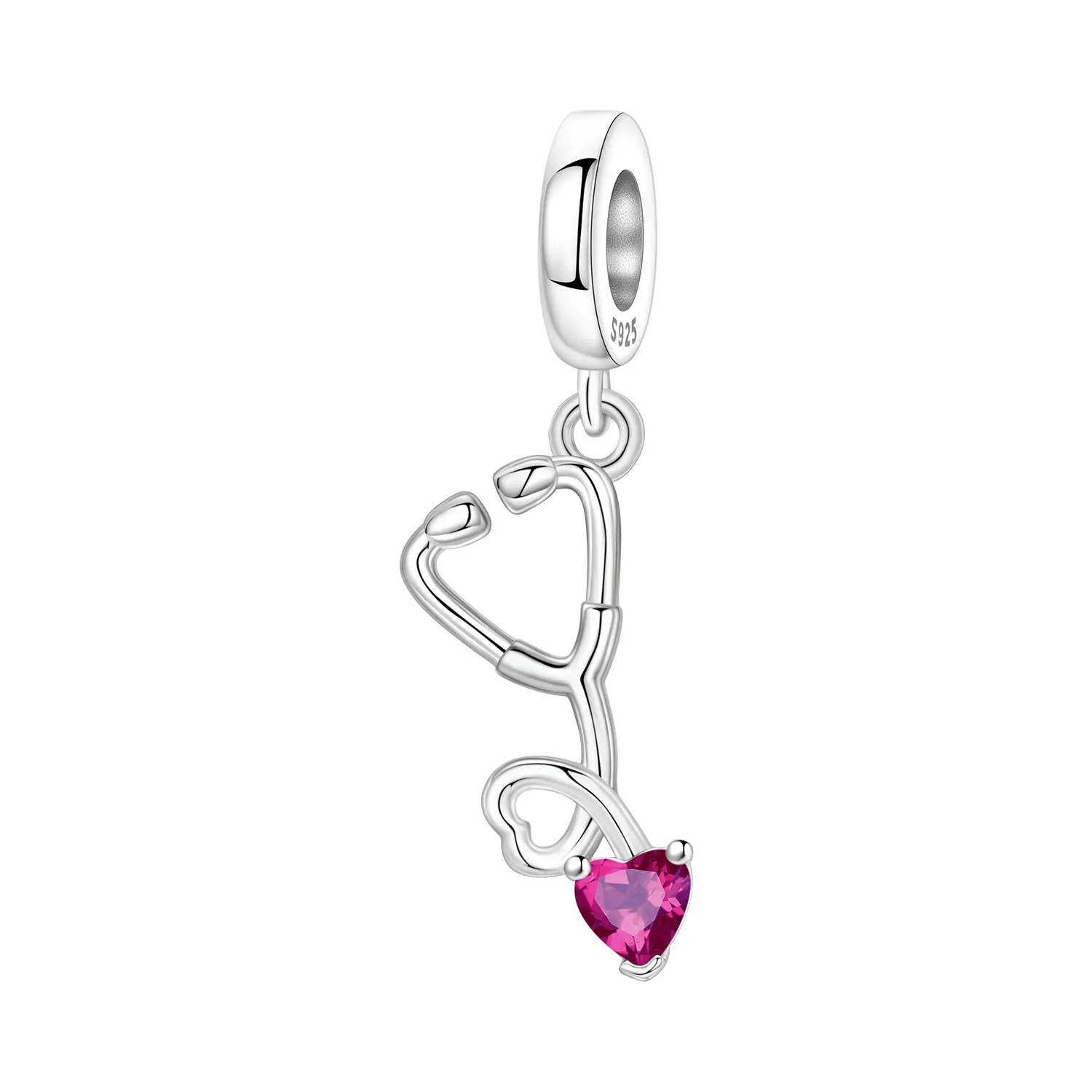 Orstarry 925 Sterling Silver Red Love Nurse Bead Original Pendants Bracelet Necklace Charm Jewelry Party DIY Gift