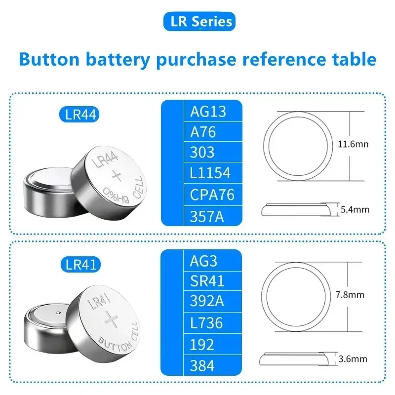 High Capacity AG3 LR41 Batteries L736 392 384 192 Premium Alkaline Battery 1.5V Button Coin Cell Batteries For Watches