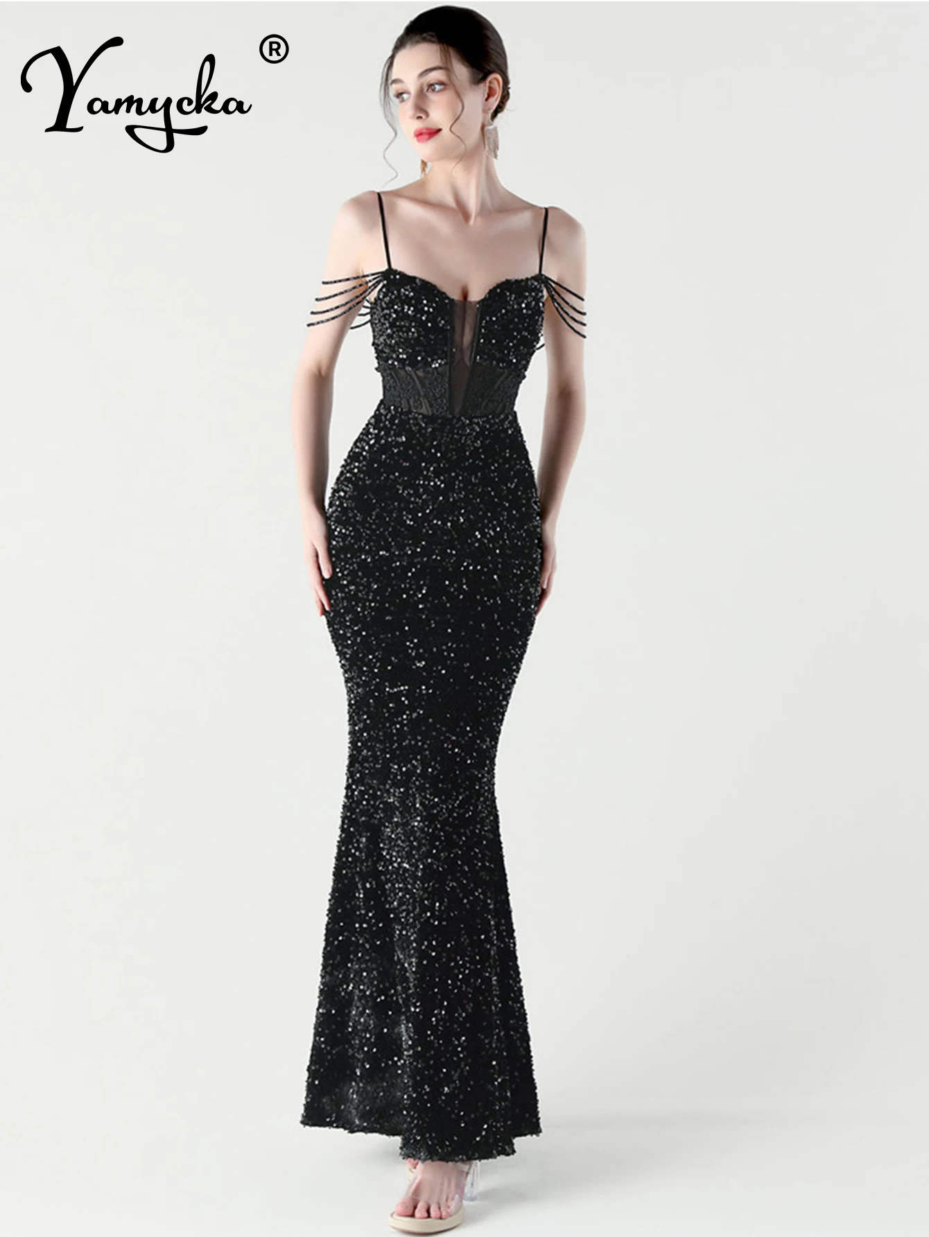 Vestido largo sexi de verano con lentejuelas y espalda descubierta para mujer, vestidos largos elegantes para fiesta de boda, vestidos de noche de graduación de lujo para mujer