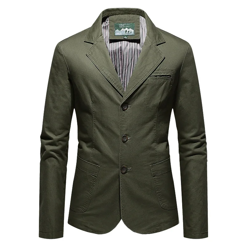 Giacca Blazer da uomo primavera autunno giacca da uomo Casual da lavoro di alta qualità con risvolto Multi-tasca cappotto da uomo con bottone singolo abbigliamento