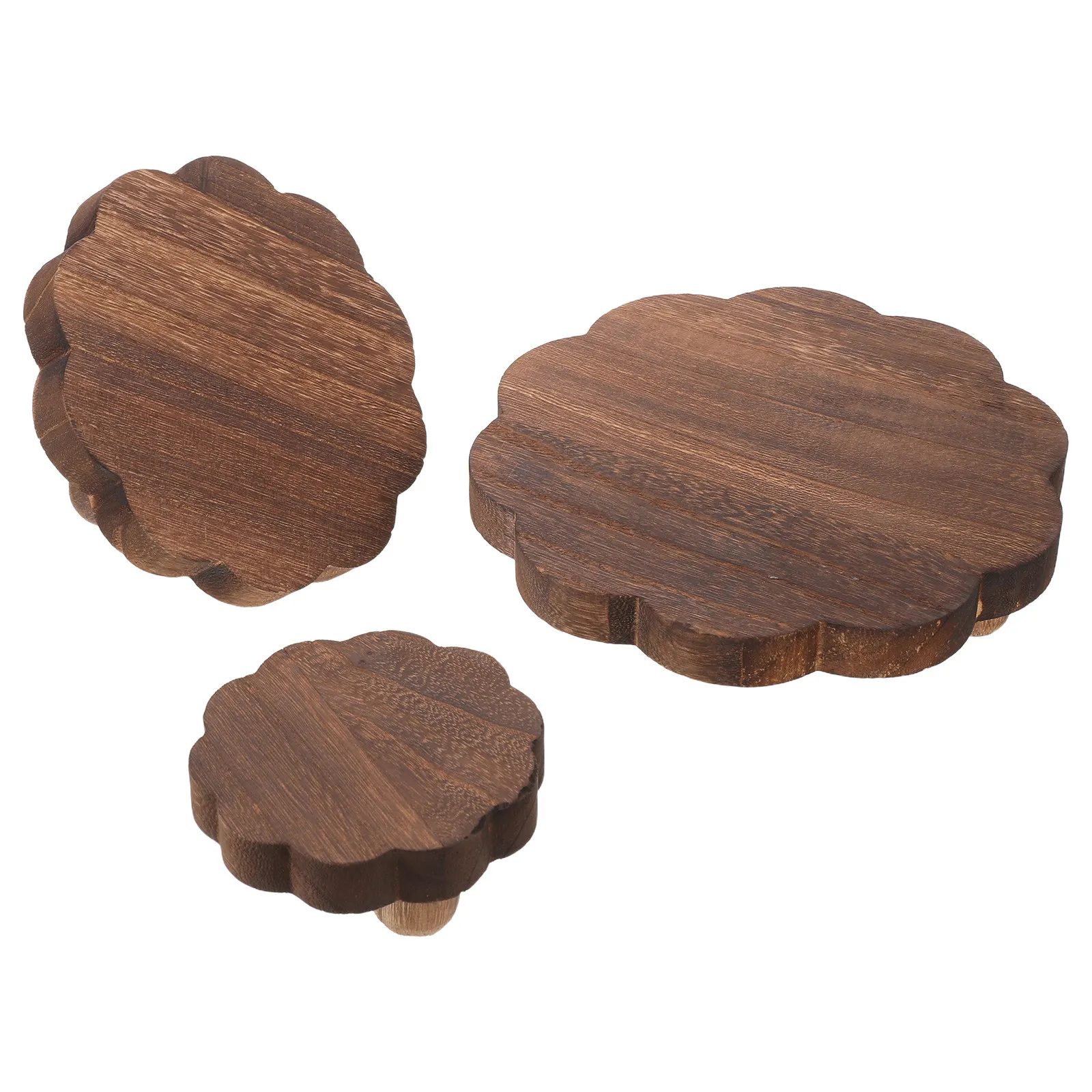 3Pcs Small Wood Plant Stool Countertop Rustic Wooden Flower Pot Stand Indoor Decorative Pedestal Stool for Succulents Tabletop