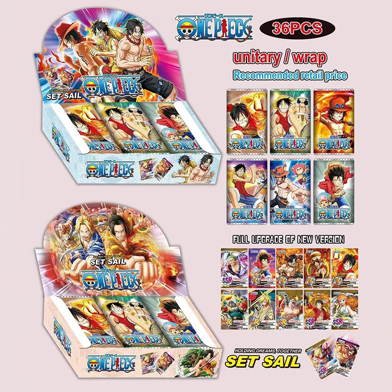 Colección de One Piece, Caja de Cartas Raras, Paquete de Refuerzo, Anime Luffy Zoro Nami Chopper, Juego de Cartas Coleccionables TCG, Regalo de Cumpleaños para Niños