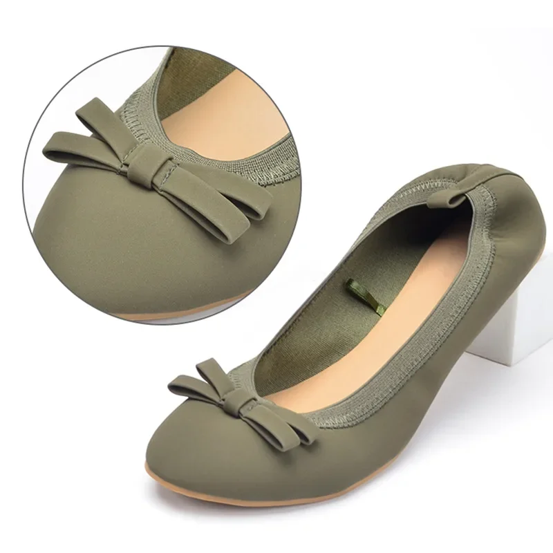 Bowtie Flats Shoes Women Luxury Brand Foldable Ballet Flats Woman Fashion Shallow Boat Shoes Slip on Loafers Mocasines Mujer