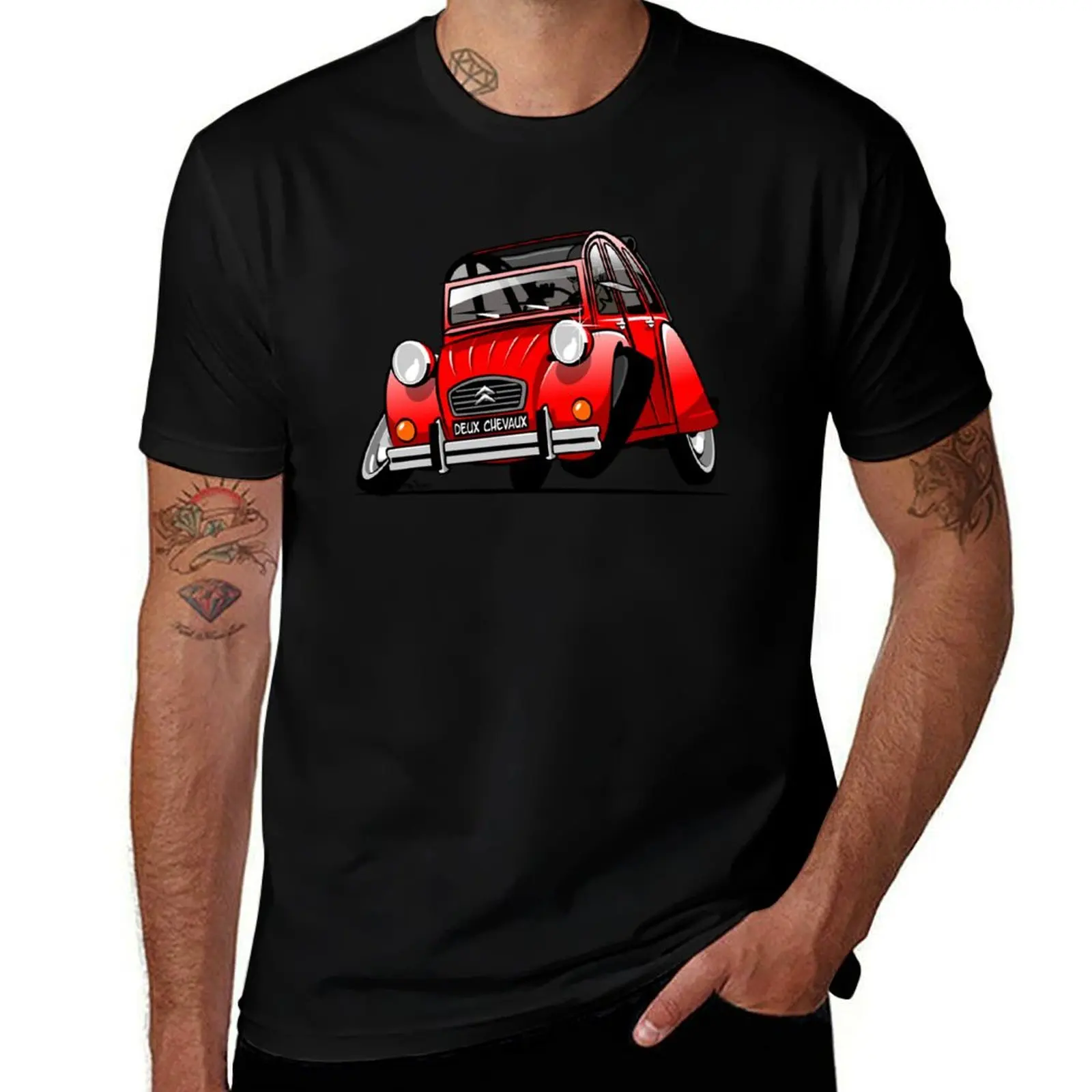 

2CV caricature red T-Shirt cotton t shirts high quality graphic t shirts for man t shirt man cotton T-Shirt