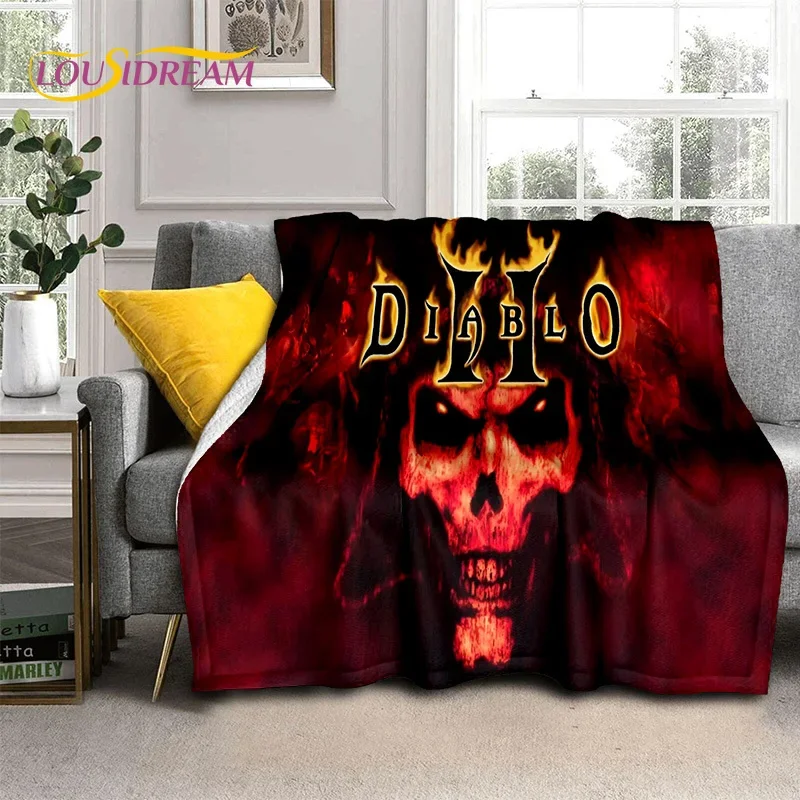 Diablo 3D Retro Game Gamer Soft Blankets,Keep Warm Throw Blanket Comfortable Blanket for Picnic Beds Sofa Home Bedroom Gift Kid