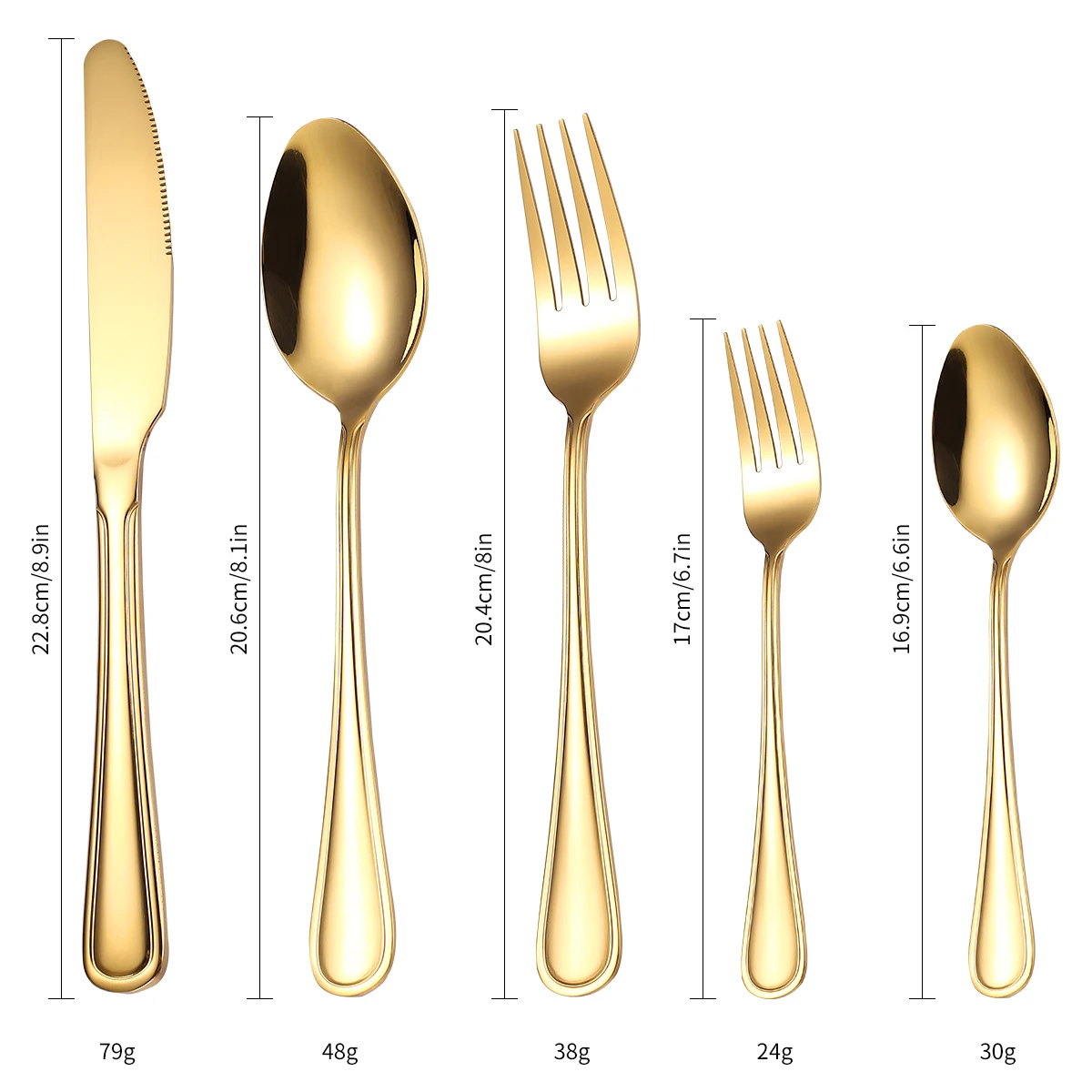 A · HOUSEWARE Rose Gold Eating Utensils Stainless steel Silverware 20-Piece Line Pattern Handle Flatware Cutlery Set for 4