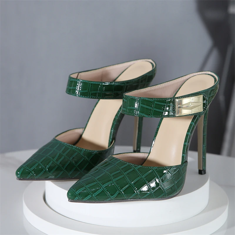 

Eilyken Designer Snake Pattern Pointed Toe Mules Slippers Women Thin High Heels Shoes Fashion Stripper Zapatos De Mujer