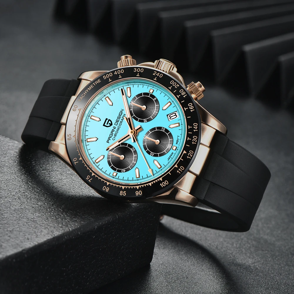 2025 جديد PAGANI تصميم ساعات رجالية الذهب الفاخرة ساعة كوارتز للرجل VK63 كرونوغراف ساعة اليد AR الياقوت مرآة مقاوم للماء