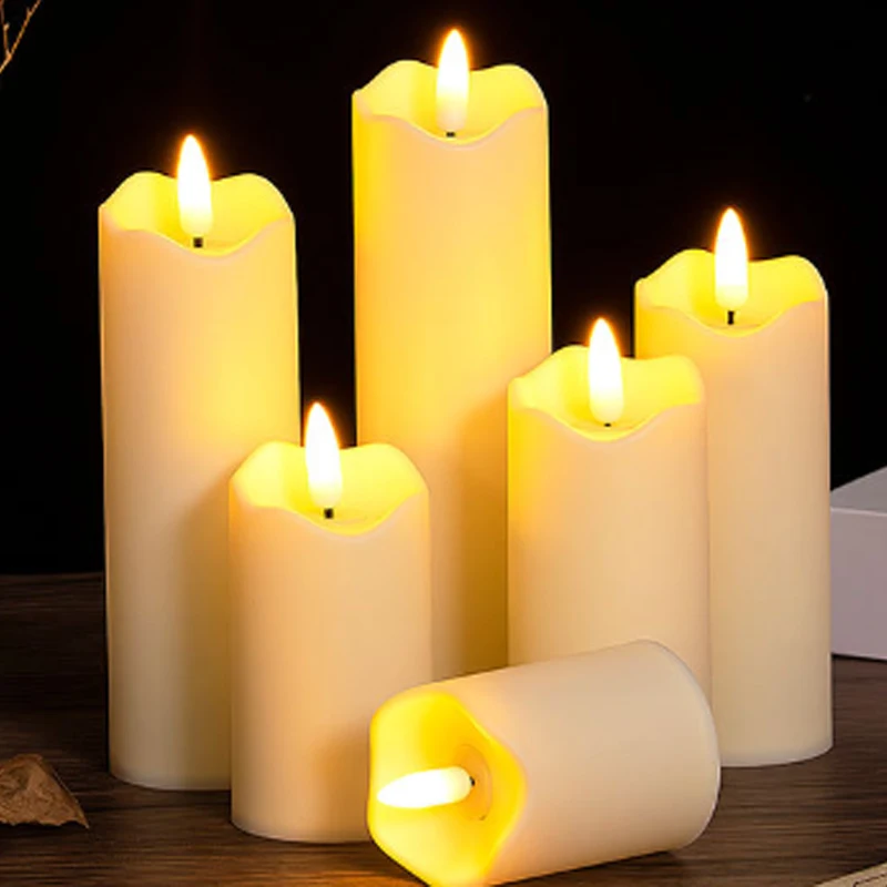 Outdoor Flameless Candle Portable Ambient Lighting Window Lamp Yellow LED Flickering Electric Pillar Candles for Camping Wedding
