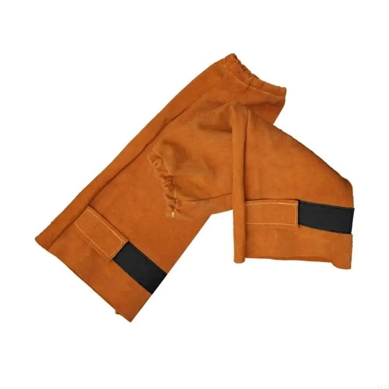 Leather Welding Arm Guards Sleeves Flameproof with Heat Resistant Properties for Metal Workers Metalwork Mechanics 2pcs view 3