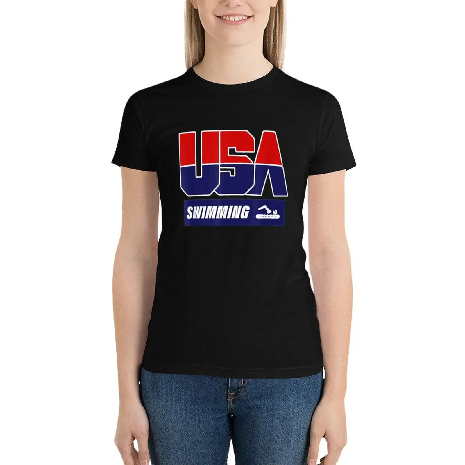 

Swimming 2021 USA T-Shirt funny summer clothes oversized t-shirt dress for Women graphic
