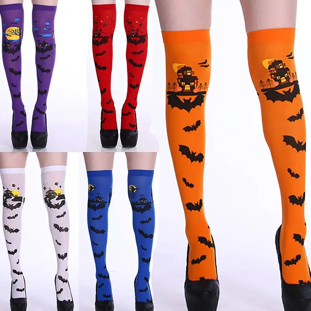 Funky Over Knee Halloween Socks Lolita Cosplay Cosplay Accessories Bat Stockings Elastic Tall Knee Thigh Socks Adult