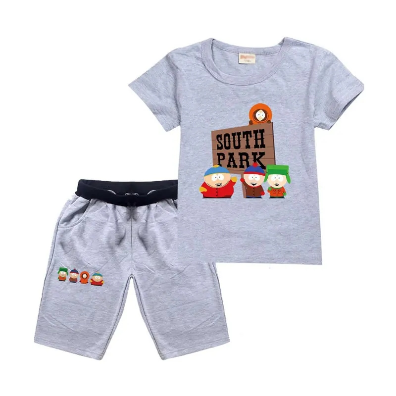 

Teen Boy Girl Outfit Clothes Summer Children Cartoon Print T Shirt Tee Top+Casual Shorts 2PC Set Kid Tracksuit