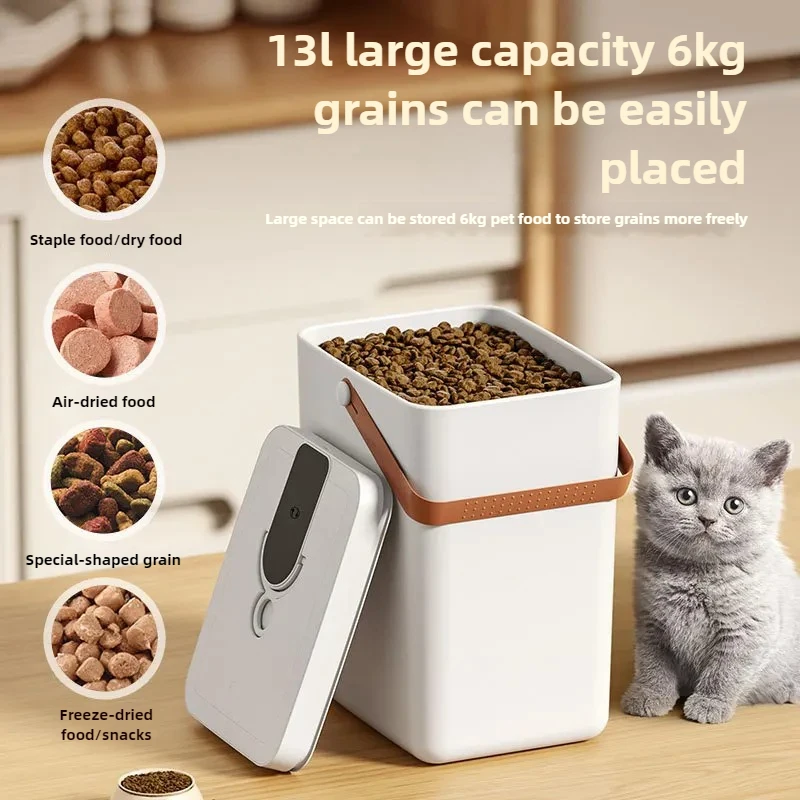 Smart Vacuum Pet Food Storage Container Airtight Moisture Proof Sealed Bucket Large Capacity Fresh Keeping Bin for Cats Dogs