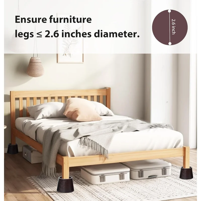 Dark Brown, 3 Inch Bed Risers 3 Inch, Premium Pine Wood Furniture Risers - Sturdy 3-Inch Lifts Heavy-Duty Support and Enhanc