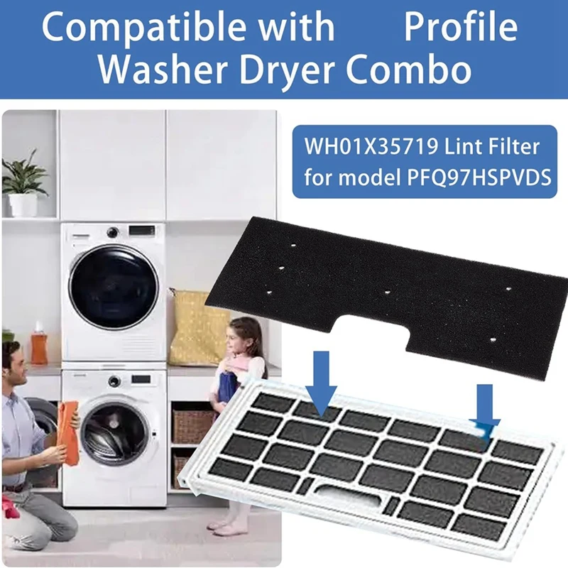 WH01X35719 Fusselfilter und Trockner-Entlüftungsbürste für Waschmaschine, Trockner, Filterschwamm, Ersatzteile, Waschmaschine, Trockner, Combo-A68X