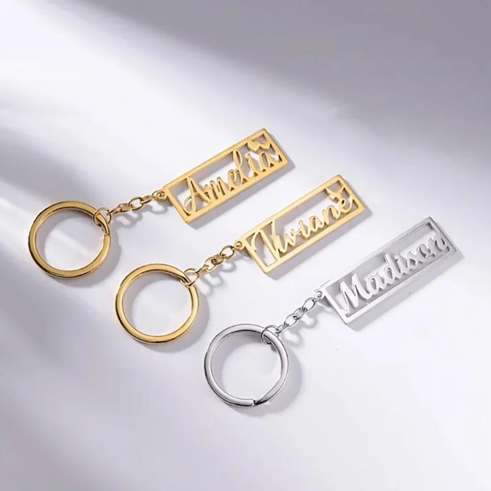 Personalized An Fashionable English Named Long Keychain, Creative Classic Key Pendant, Stainless Steel Keyring Car, Bag Pendant