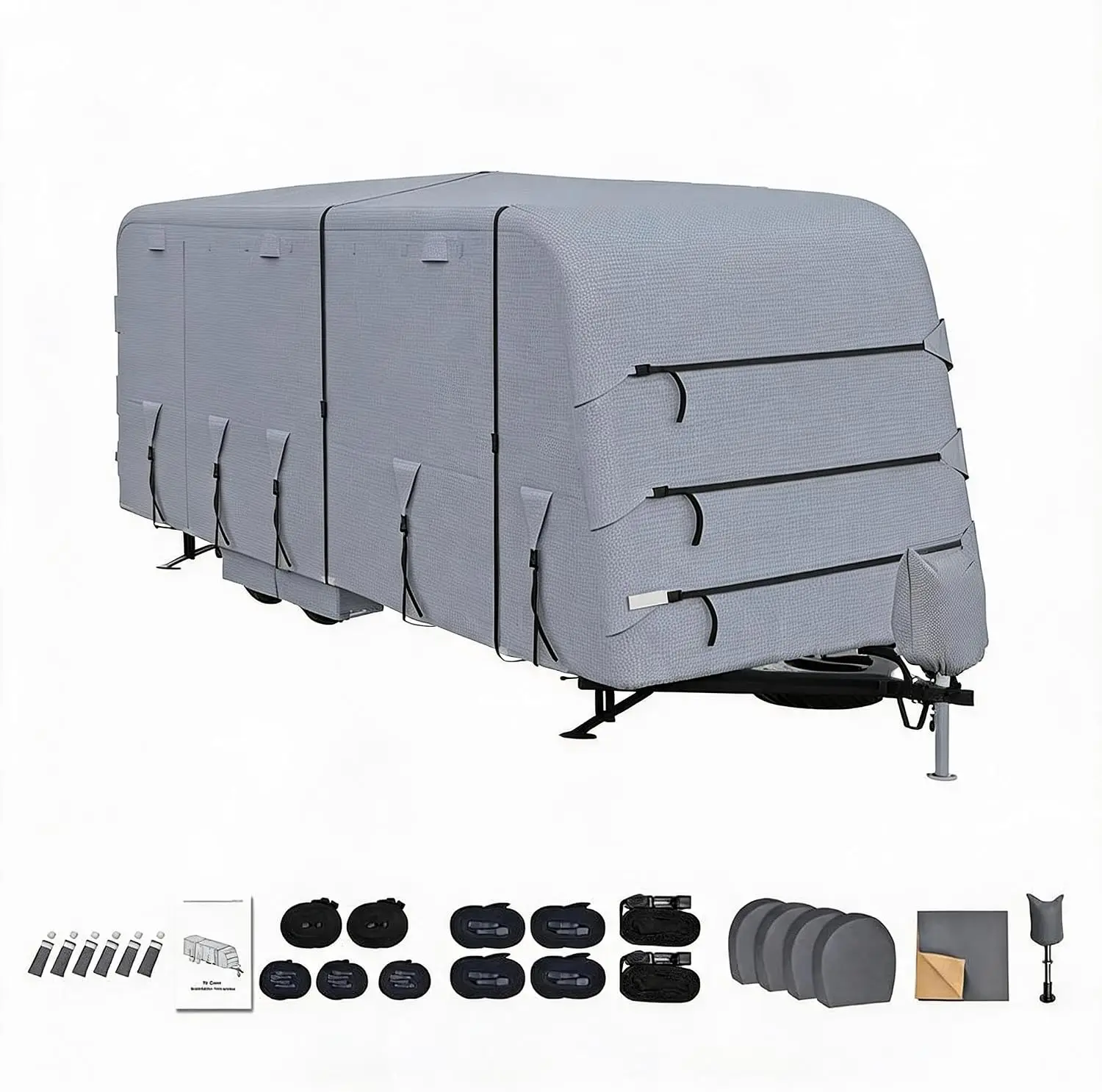 Housse de camping-car, housse de protection 4 couches, imperméable, résistante aux UV, coupe-vent, protection contre la grêle avec résistance à la déchirure de 400 kg