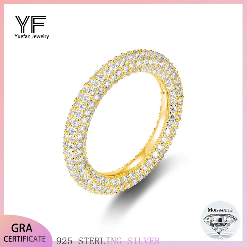 

S925 Серебряное твердое кольцо с муассанитом 2CT D VVS1 Сертифицированные ювелирные изделия в стиле хип-хоп Персонализированные кольца Подарок на День святого Валентина