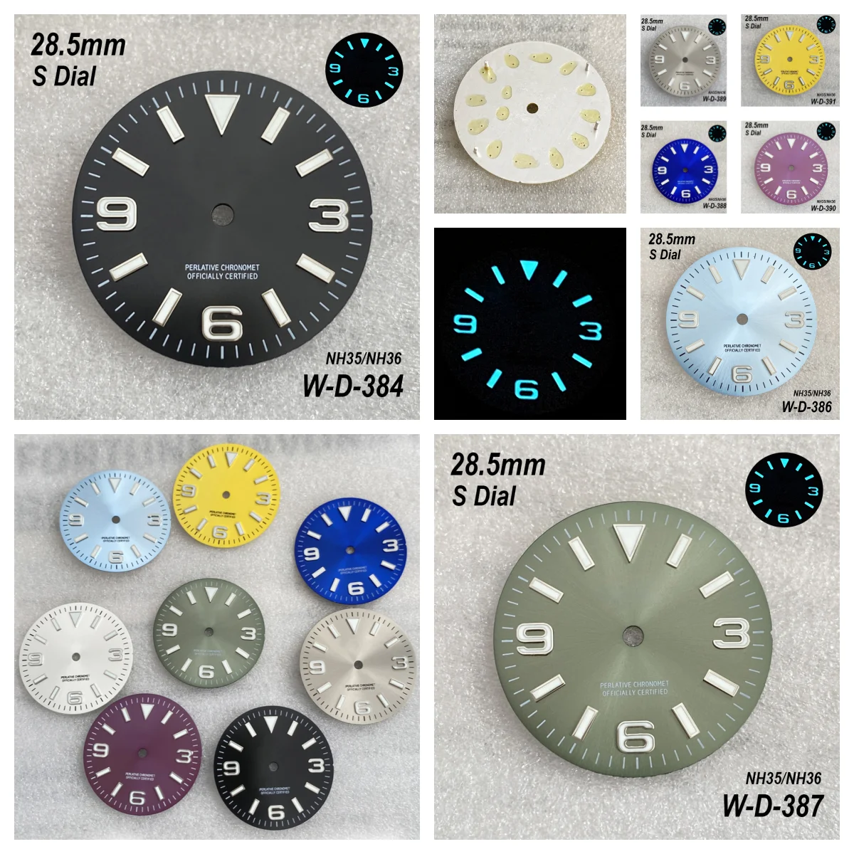 

28.5mm S Logo Dial Fit NH35/NH36/8215 Japanese Movement Ice Blue Luminous Sunburst High-Quality Watch Modified Accessories