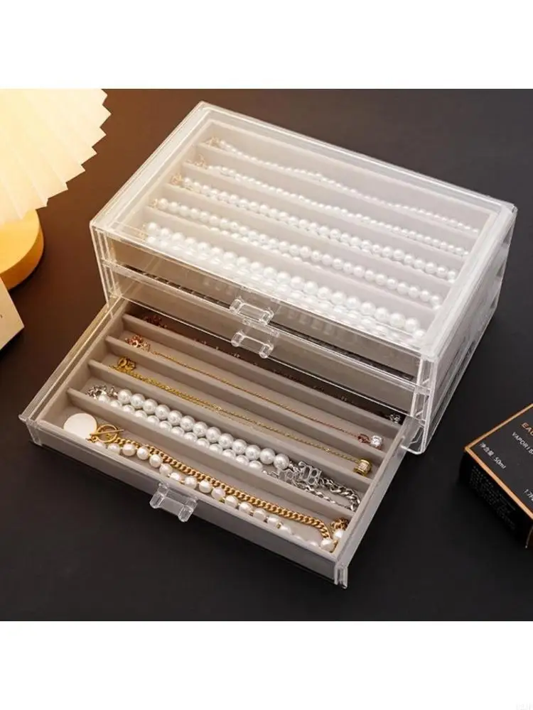   Acrylic Jewelry Keeper with 3 Slide Out Drawers Accessory Container for Travel