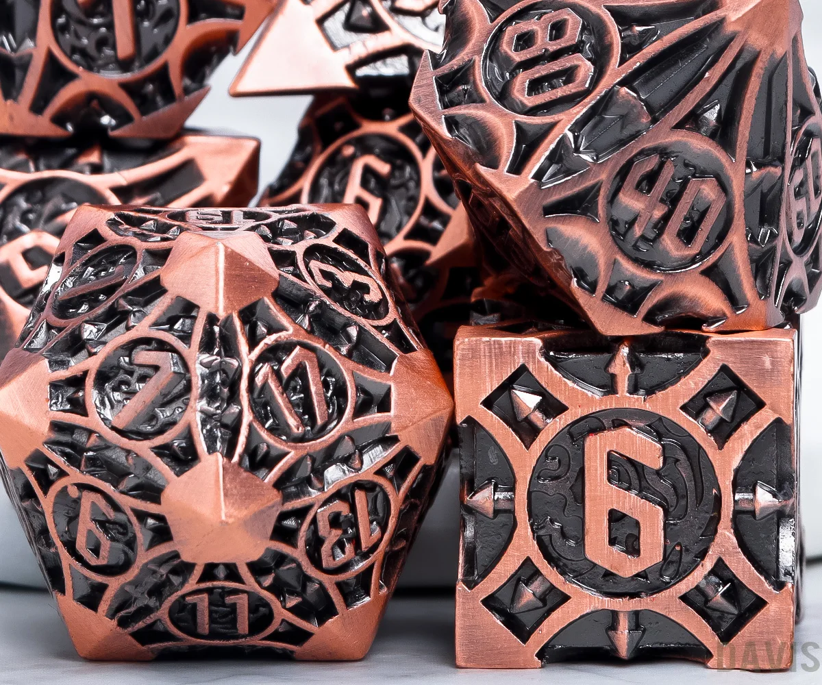 7Pcs Polyhedral Metal Dice Set - đánh giá và giá Board Game Vintage