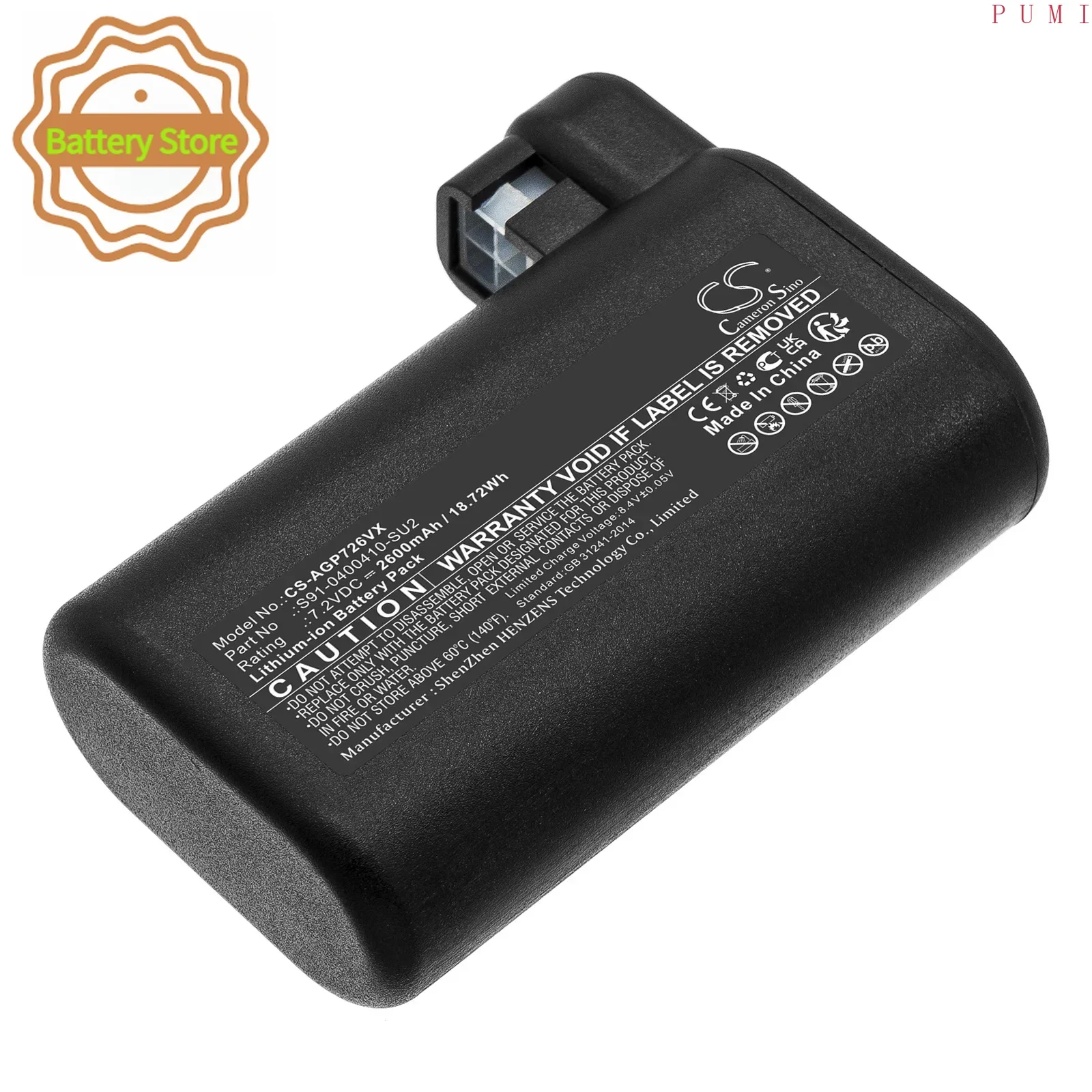 CS Replacement Battery for Electrolux 900257877,ERV7210TG,900257983,ERV7200DB,900258192,ERV51 PN:OSBP72LI25 2600mAh / 18.72Wh