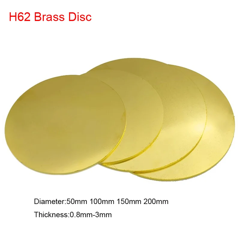 

Brass Dia 50mm-200mm Thickness 0.8mm 1mm 1.5mm 2mm 2.5mm 3mm H62 Brass Disc Gasket Pure Copper Round Plate Brass DIY Cutting