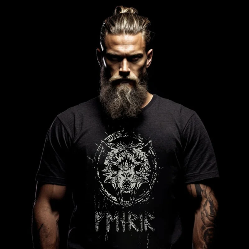 

Viking Fenrir Wolf Chains Fights Odin in Ragnarok t shirt Short Sleeve Norse Mythology Valhalla Graphic Clothes All size tops
