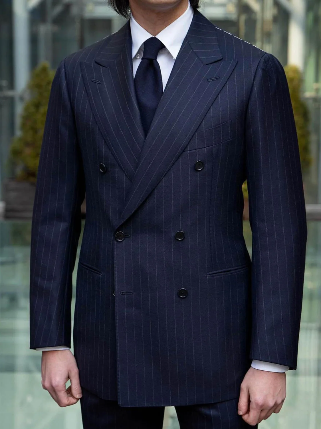 

Graceful Business casual striped men's suit for dinner party Fashion Double Breasted 2-piece Men's Suit ( Blazer+Pants )