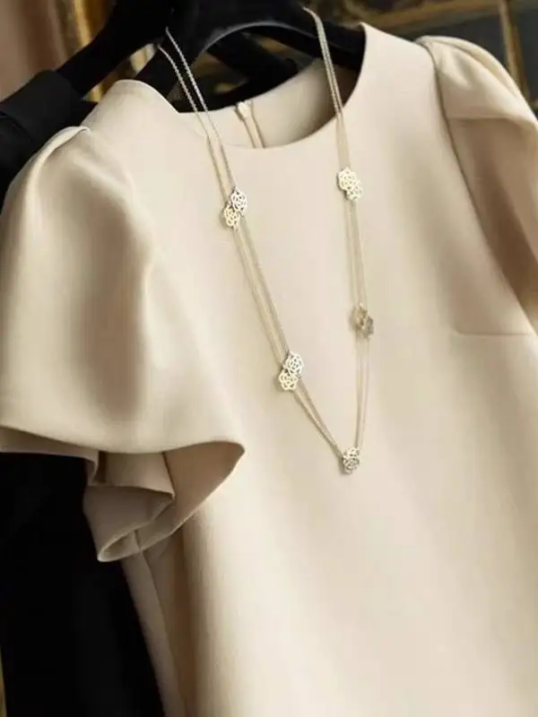 

Женское платье миди больших размеров с круглым вырезом, летнее, свободное, повседневное, прямого кроя, с длинным рукавом, удобное, дышащее, в корейском стиле