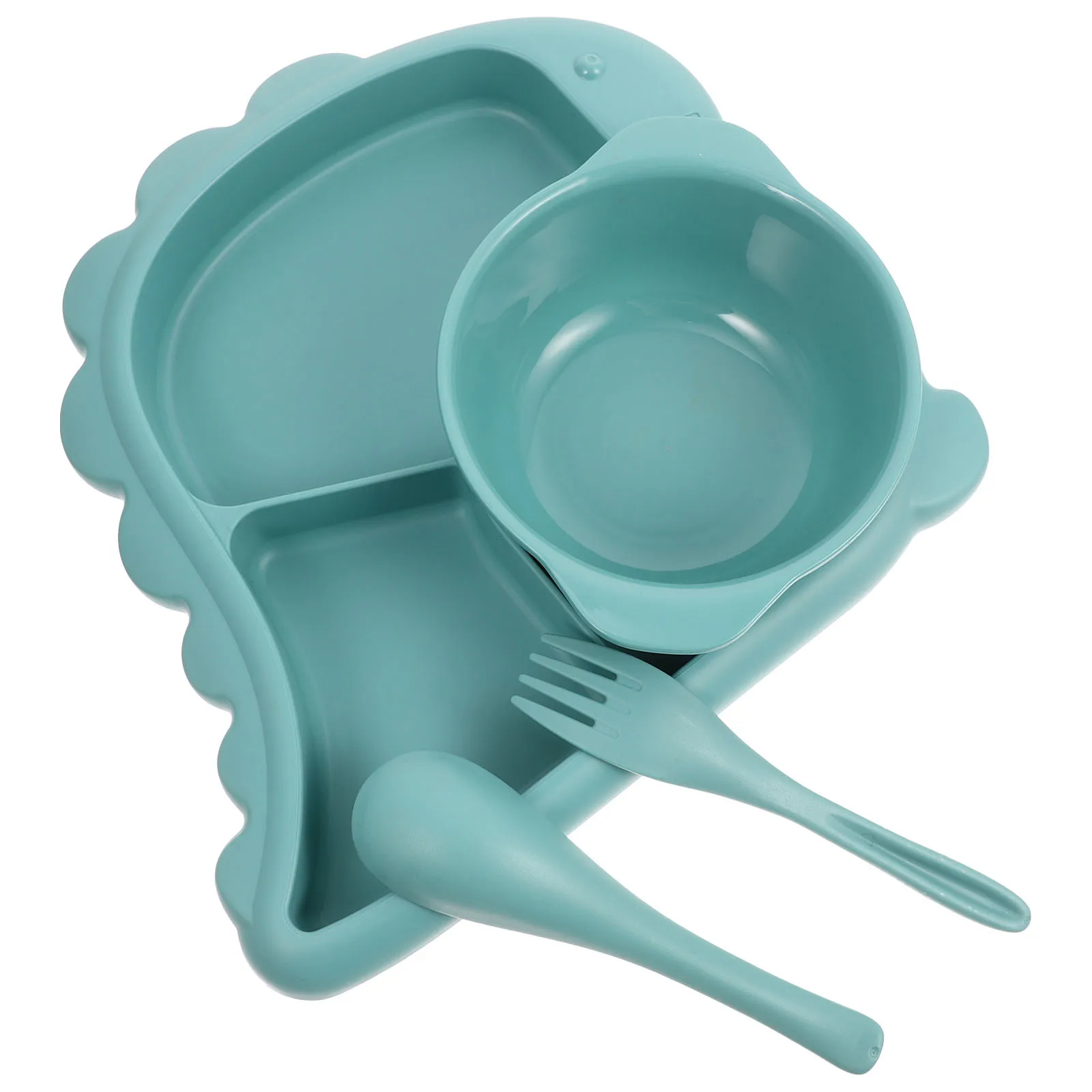 

1 set 1 Set Toddler Dinosaur Divided Plate Kids Bowl Fork Spoon Cute Children Tableware Durable Smooth Sturdy Long Lasting Easy
