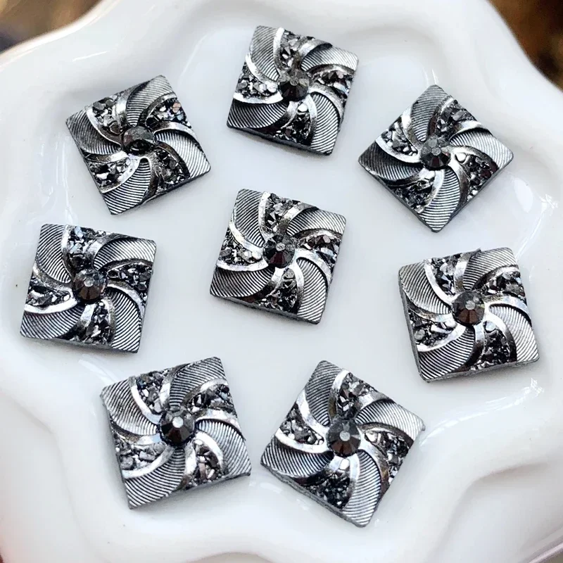 Resin Rhinestones FlatBack Square 10mm For DIY Crafts Scrapbooking Clothes Nail Art Decoration Wedding buttons 40pcs -HB92
