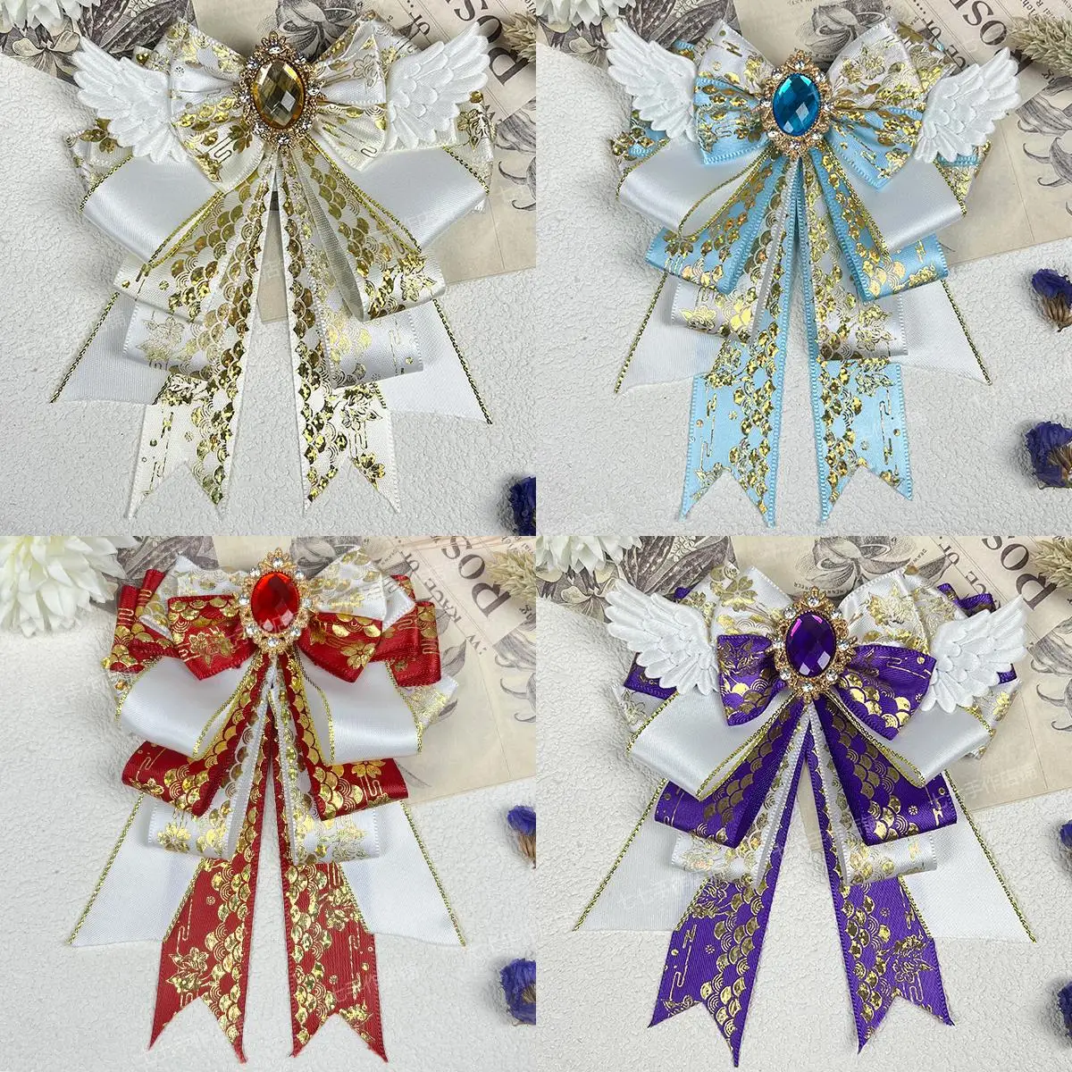 Lolita Bow Ties Handmade Jewelry Gifts High-end Women's Girls Anime Concert Hand Lamp Stick Bows Accessorie Collar Flower Clips