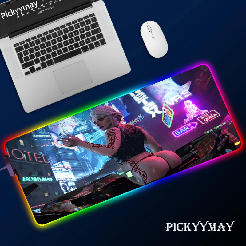 

Large RGB Mouse Pad Xxl Gaming Mousepad PC Desk Pad Ma LED Mausepad Gamer Cyberpunk Mouse Carpet Big Mouse Mat t With Backlit