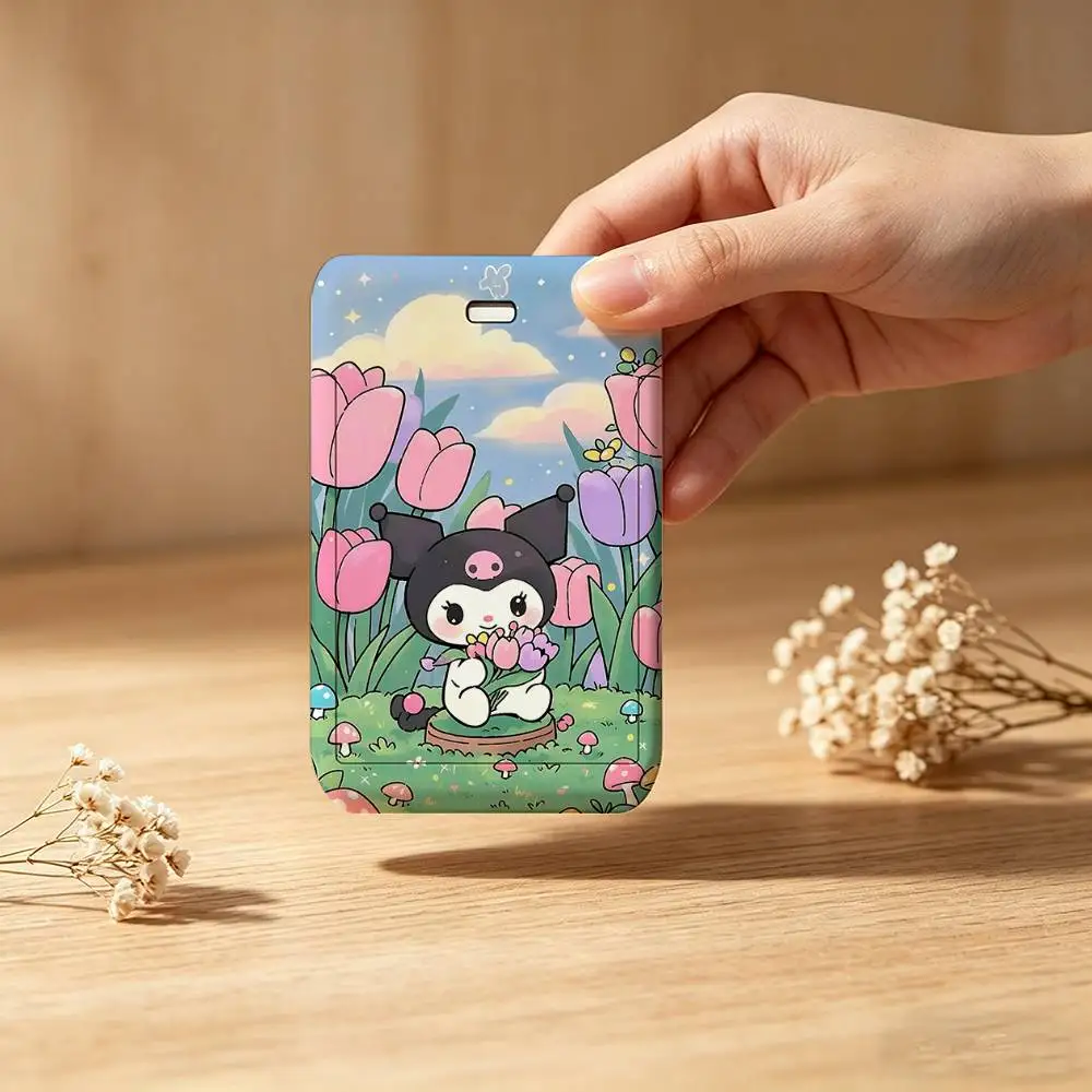 Cute K-Kuromi  Card Holder, Leather Card Storage Box, Key Chain, Access Tag Holder, ID Card Holder, Key Chain view 5
