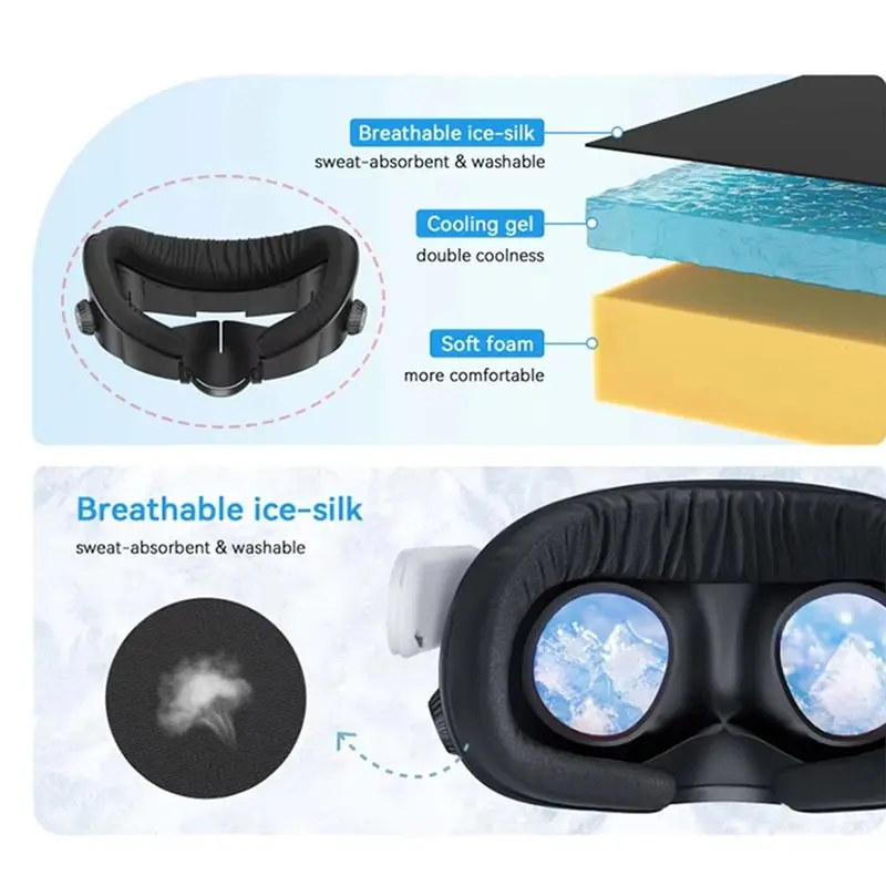 AAAEL-AMVR Lodowa Maska Chłodząca z Jedwabiu Lodowego do Meta VR, Wygodna Wymienna Osłona na Twarz — zdjęcie produktu 6