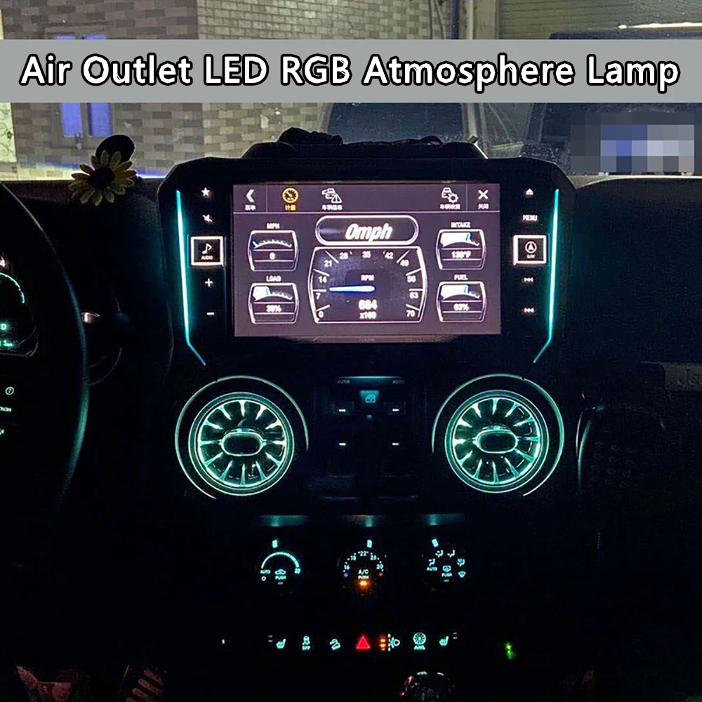 Lantsun J368 Air Outlet LED RGB Atmosphere Lamp ABS Car Air Outlet Decorate for Jeep for Wrangler JK11-17