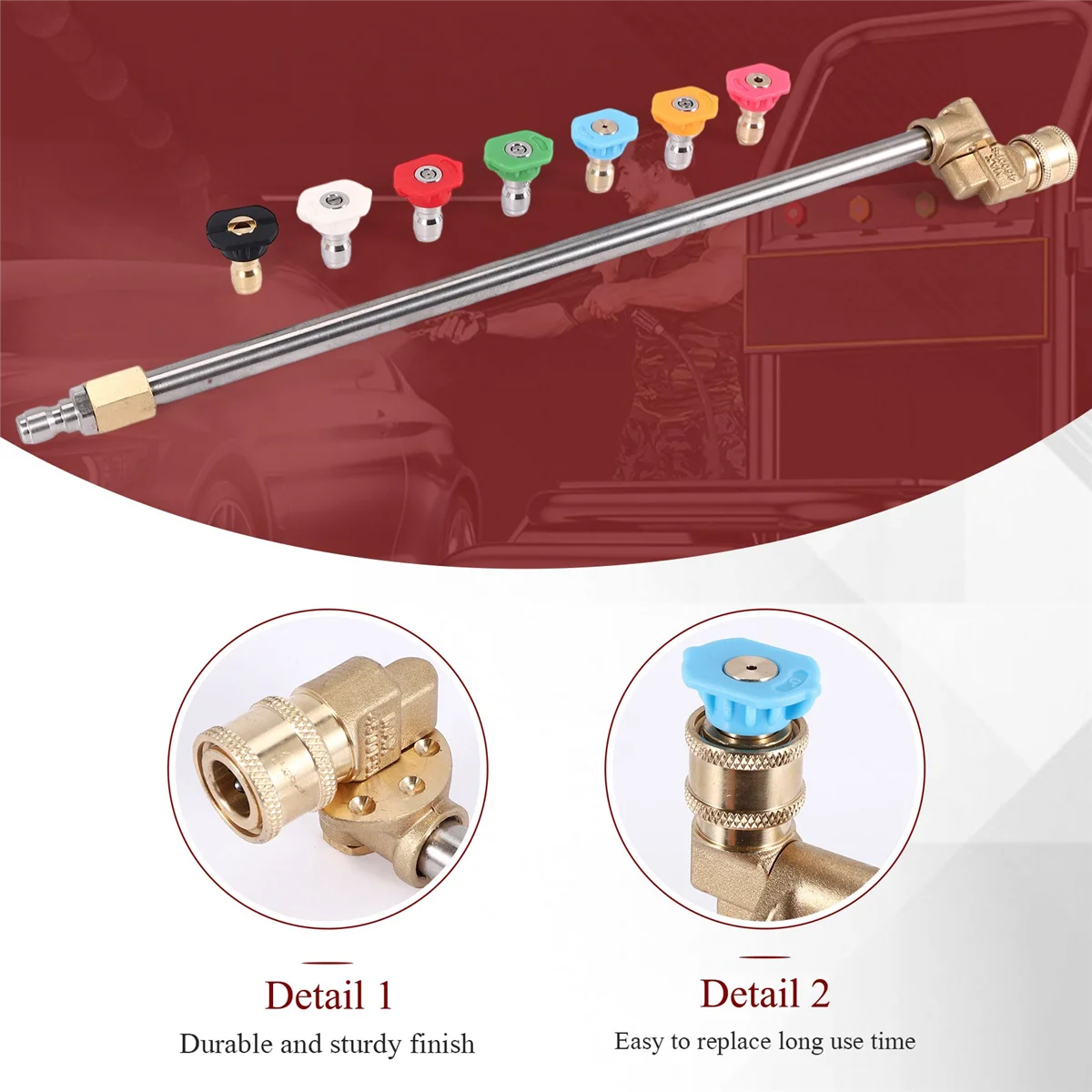 MARQ Cleaner Attachment, Pressure Washer Extension Wand with Pivoting Coupler,7 Nozzle Tips,1/4 Inch Quick Connect,17 Inch