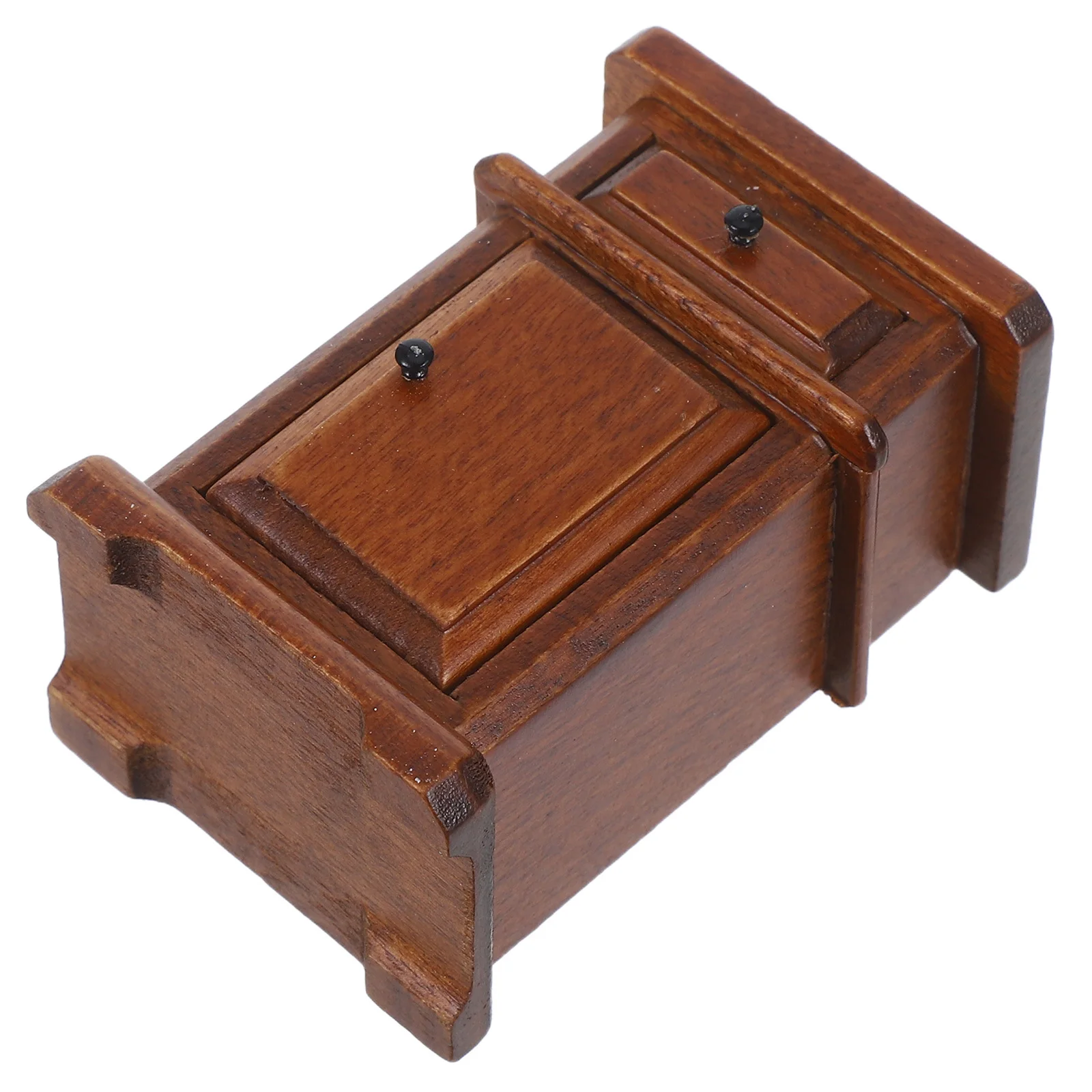 أثاث غرفة نوم مصغر منضدة خشبية عتيقة طاولة صغيرة بجانب السرير ديكور أثاث بيت الدمى من الخشب الصلب #4