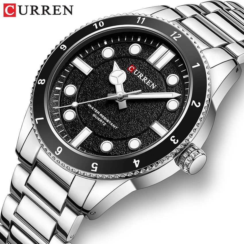 

CURREN Casual Business Quartz Wristwatches Round Luminous Hands Stainless Steel Strap Watch Men's