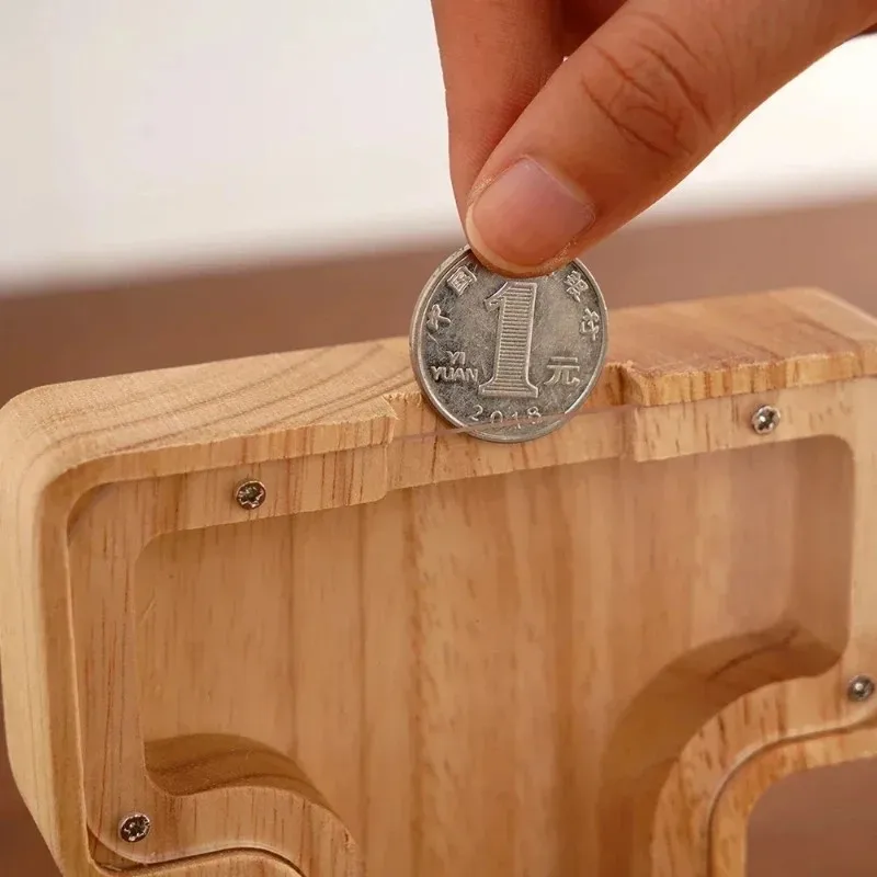 Unique Animal Design - Charming Wooden Cat-Shaped Penny Bank - Coin Storage for Home Decor - Perfect Gift for Birthdays,Easter