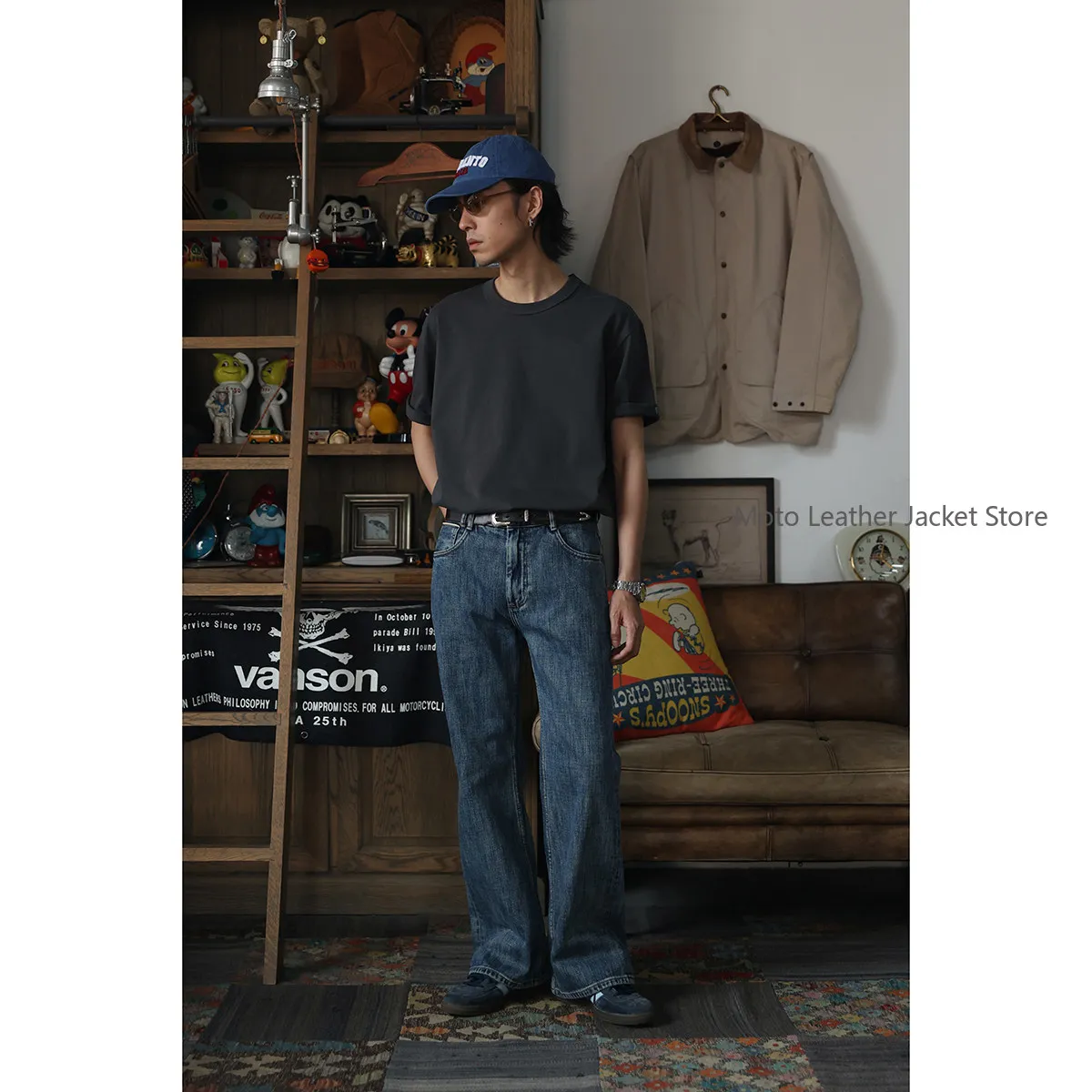 Secondorder FW23 Boot Cut Denim Jeans Washed Denim Retro Flared Leg Jeans for Men